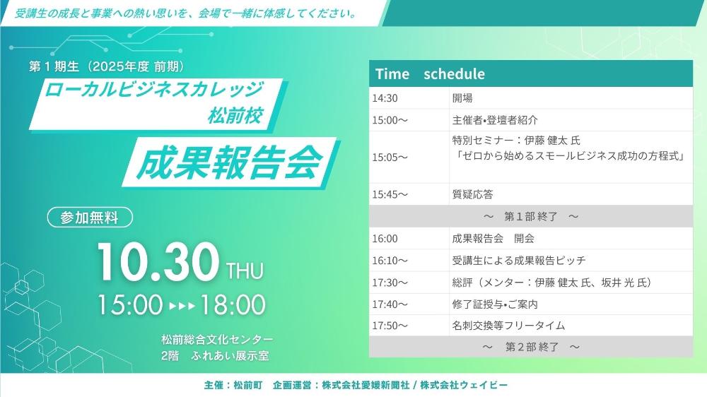 ローカルビジネスカレッジ 松前校 成果報告会